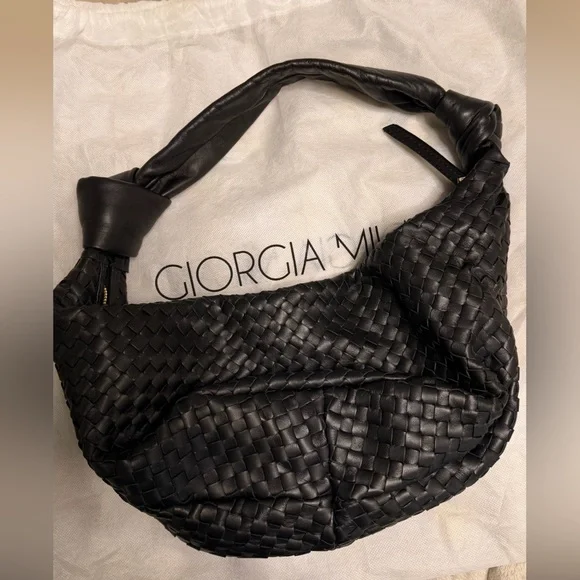 Giorgia Milano Black Woven Leather Bag - Picture 1 of 4